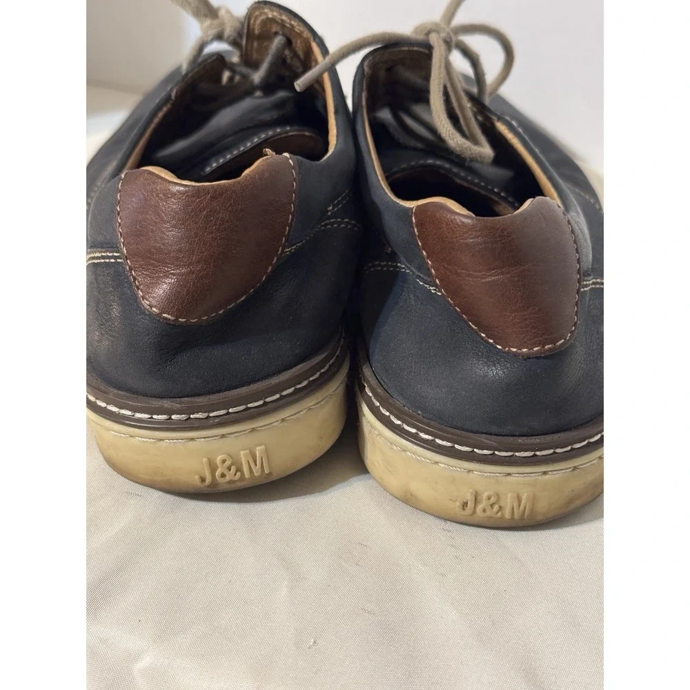J&M Sheepskin‎ Nubuck Leather Oxford Casual Shoes Mens 11M Navy Lace Up Comfort